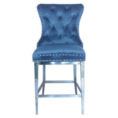 Romantische blauwe bar stoel hoge rug zware basis