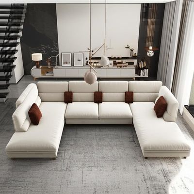 Moderne Noordse Lichte Luxe Sectioneel Sofa Living Room L-vormig Sofa Set Beige