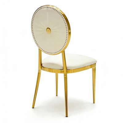 Luxe witte PU leer van roestvrij staal Duurzame trouwstoel voor hotel Eten buiten villa Woonkamer Gebruik met modern design