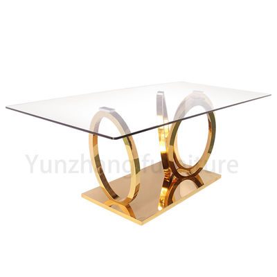 Goede prijs Luxe model Eettafel Goud basis Helder glas online