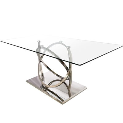 Eettafel van het luxe de Zilveren Metaal met Duidelijk Glas voor Eetkamer