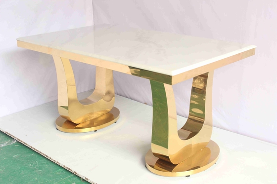 Gouden Kleuren Marmeren Eettafel met u-het Meubilair van het Basishuis