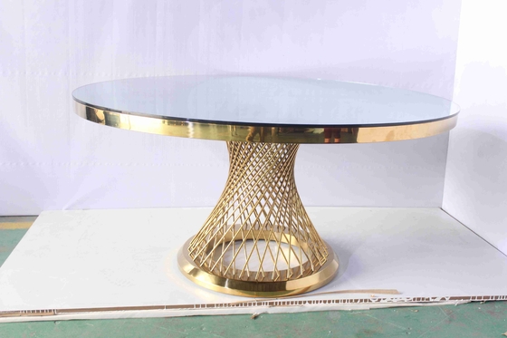 Faux marmeren tafelblad moderne voetstuk eettafel gouden roestvrij stalen frame