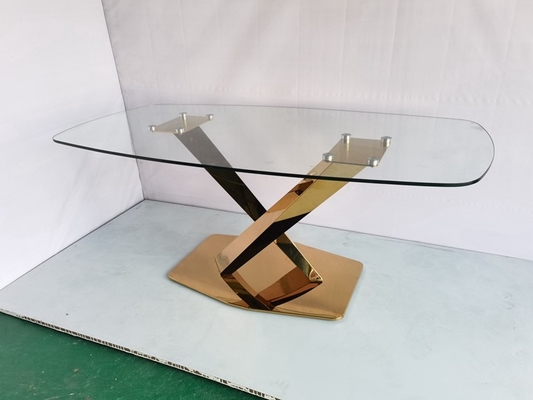 Huwelijk geïmporteerde gouden metalen basis spiegelglas tafel met kristal