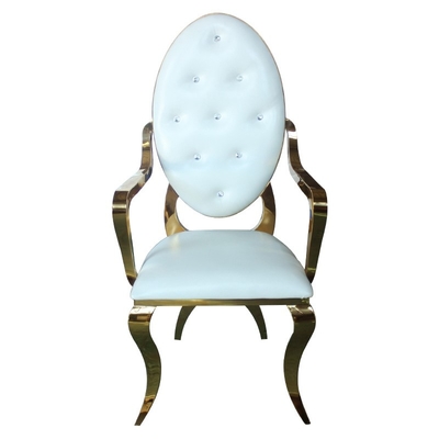 Populaire bruid en bruidegom stoel grote ovale rug stoel goud X-been voor bruiloft evenement