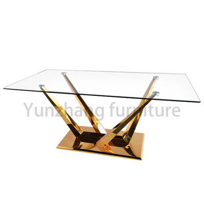 Modern Hotelmeubilair met Gouden het Staaleettafel van het Glastafelblad