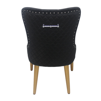 Zwarte knop gesloten fluweel stoel eettafel elegant model