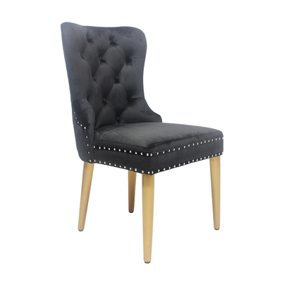 Zwarte knop gesloten fluweel stoel eettafel elegant model
