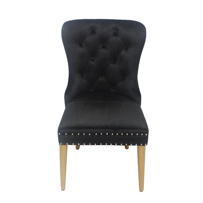 Zwarte knop gesloten fluweel stoel eettafel elegant model