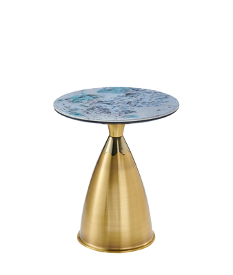 Moderne glazen middentafel van roestvrij staal uitbreidbaar gehard draaitafel van goud