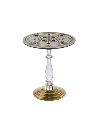 Moderne stijl Marmer en messing Tafel Antiek messing kleur ronde tafel