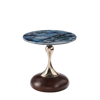 Luxe Centrum Tafel Moderne woonkamermeubelen Ronde gebogen eindtafel Zwart goud Metaal Glas Koffietafel