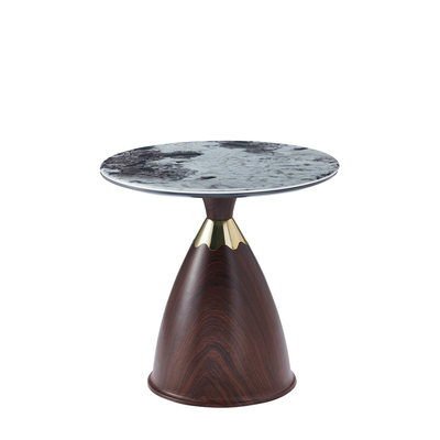 Moderne licht luxe ronde woonkamer zwart marmer look glas top metalen basis hoek tafels zijtafel