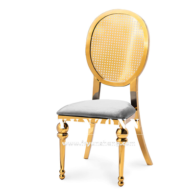 Midden-Oosten Markt Eetkamermeubelen Banketfeest Roestvrij staal stoel Gouden luxe trouwstoelen
