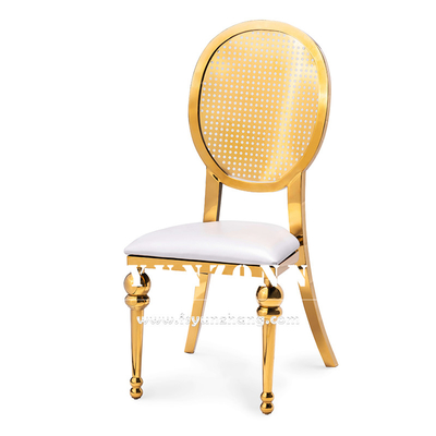 Midden-Oosten Markt Eetkamermeubelen Banketfeest Roestvrij staal stoel Gouden luxe trouwstoelen