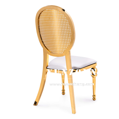 Midden-Oosten Markt Eetkamermeubelen Banketfeest Roestvrij staal stoel Gouden luxe trouwstoelen