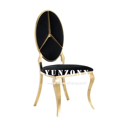 Hot Sale Fancy Benz Design Achterkant Eetkamermeubilair Goud roestvrij staal Banket stoel voor Hotel Wedding Event Party