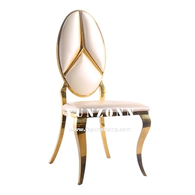 Hot Sale Fancy Benz Design Achterkant Eetkamermeubilair Goud roestvrij staal Banket stoel voor Hotel Wedding Event Party