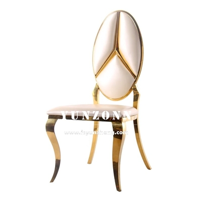 Hot Sale Fancy Benz Design Achterkant Eetkamermeubilair Goud roestvrij staal Banket stoel voor Hotel Wedding Event Party