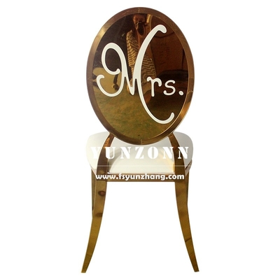 Luxe goud roestvrij staal ronde rug Mr & Mrs bruid en bruidegom bruiloft banket stoel