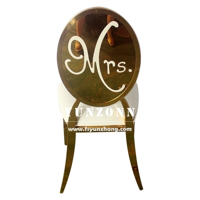 Luxe goud roestvrij staal ronde rug Mr & Mrs bruid en bruidegom bruiloft banket stoel