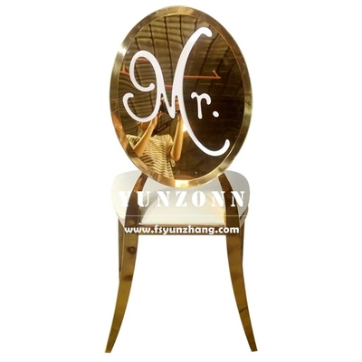Luxe goud roestvrij staal ronde rug Mr & Mrs bruid en bruidegom bruiloft banket stoel