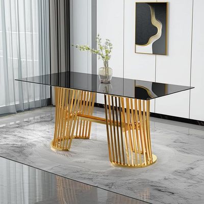 Modern Hotelmeubilair met Gouden het Staaleettafel van het Glastafelblad