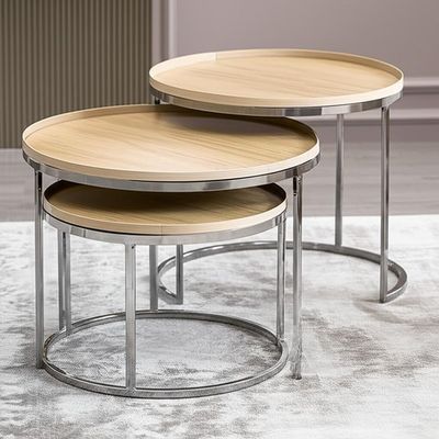 Interieurmeubelen Koffietafel Ronde roestvrijstalen tafel voor woonkamer
