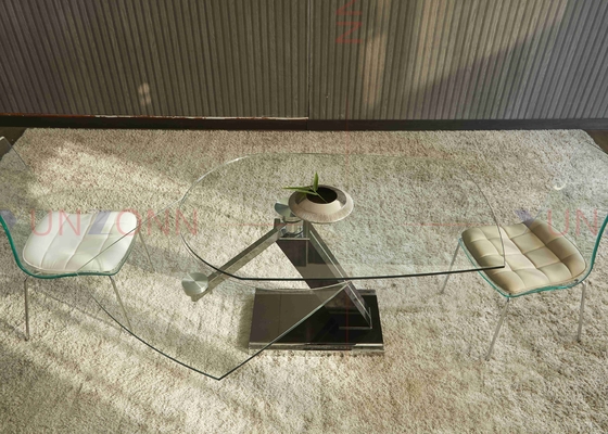 Verlengbare Flexibele Multifunctionele Eettafel met de Bovenkant van het Twee Bladglas