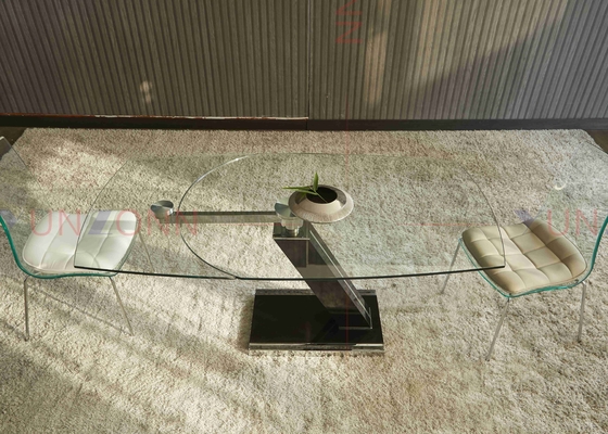 Verlengbare Flexibele Multifunctionele Eettafel met de Bovenkant van het Twee Bladglas