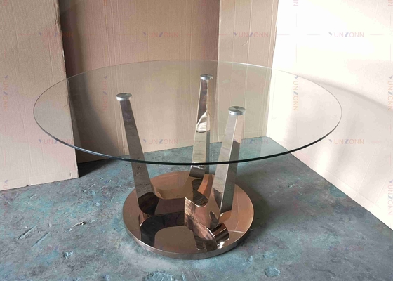 SS polijsten de Moderne Eettafels van de Basisluxe die Glaseettafel voor 4 wordt geplaatst