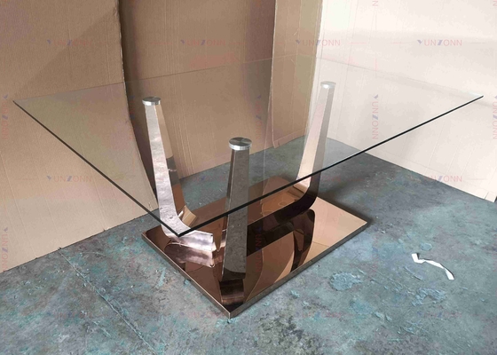 SS polijsten de Moderne Eettafels van de Basisluxe die Glaseettafel voor 4 wordt geplaatst