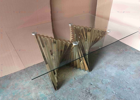 SS polijsten de Moderne Eettafels van de Basisluxe die Glaseettafel voor 4 wordt geplaatst