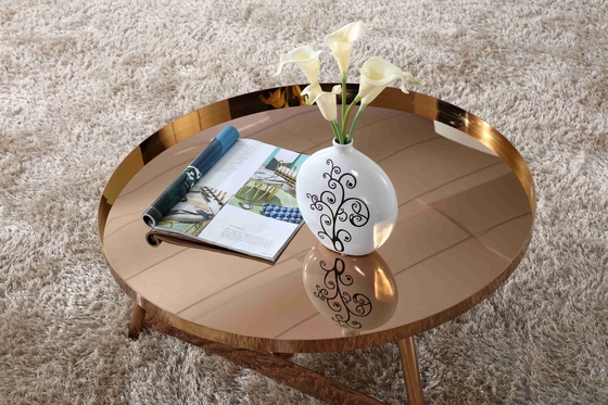 Binnenlandse Roestvrij staal Glanzende Koffietafel om Rose Gold Living Room Furniture