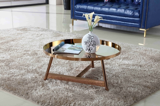 Binnenlandse Roestvrij staal Glanzende Koffietafel om Rose Gold Living Room Furniture