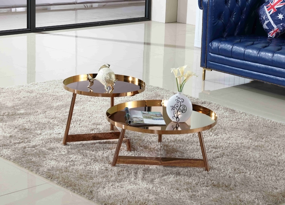 Binnenlandse Roestvrij staal Glanzende Koffietafel om Rose Gold Living Room Furniture