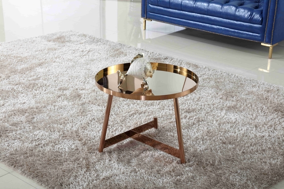 Binnenlandse Roestvrij staal Glanzende Koffietafel om Rose Gold Living Room Furniture