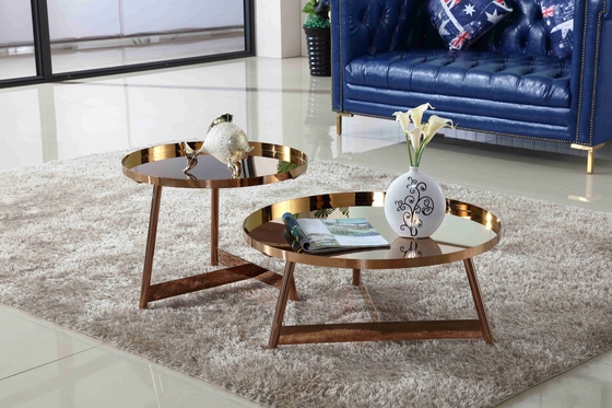 Binnenlandse Roestvrij staal Glanzende Koffietafel om Rose Gold Living Room Furniture