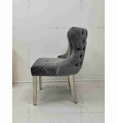 Gray Power Lion Buttoned Back-het Dineren Stoel Opgevulde Zilveren het Roestvrije staalbenen van Eetkamerstoelen