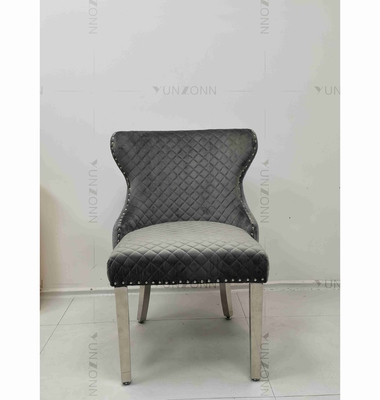 Gray Power Lion Buttoned Back-het Dineren Stoel Opgevulde Zilveren het Roestvrije staalbenen van Eetkamerstoelen