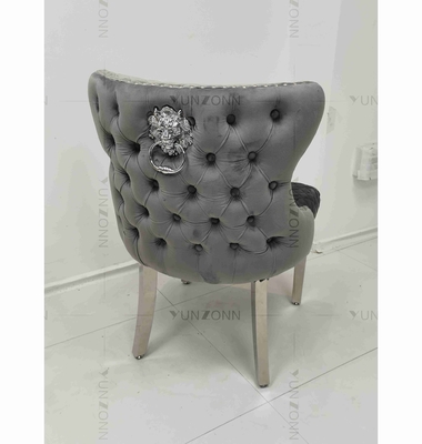 Gray Power Lion Buttoned Back-het Dineren Stoel Opgevulde Zilveren het Roestvrije staalbenen van Eetkamerstoelen