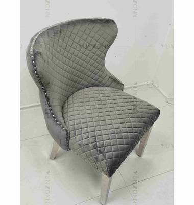 Gray Power Lion Buttoned Back-het Dineren Stoel Opgevulde Zilveren het Roestvrije staalbenen van Eetkamerstoelen