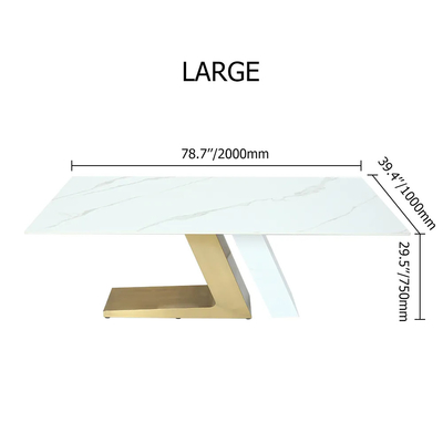 Moderne Lichte Luxe Gesinterde de Stoel Eenvoudige Rechthoekige Kleine Familie van de Steen Multifunctionele Eettafel