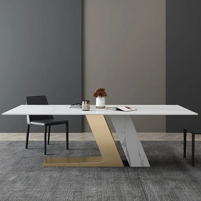 Moderne Lichte Luxe Gesinterde de Stoel Eenvoudige Rechthoekige Kleine Familie van de Steen Multifunctionele Eettafel