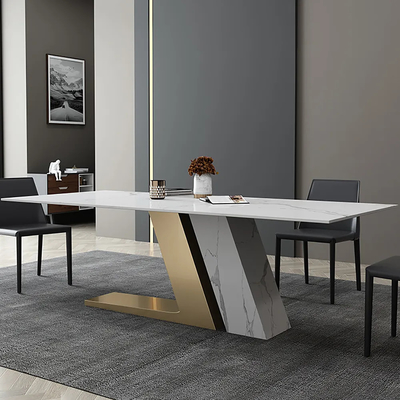 Moderne Lichte Luxe Gesinterde de Stoel Eenvoudige Rechthoekige Kleine Familie van de Steen Multifunctionele Eettafel