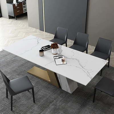 Moderne Lichte Luxe Gesinterde de Stoel Eenvoudige Rechthoekige Kleine Familie van de Steen Multifunctionele Eettafel
