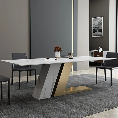 Moderne Lichte Luxe Gesinterde de Stoel Eenvoudige Rechthoekige Kleine Familie van de Steen Multifunctionele Eettafel