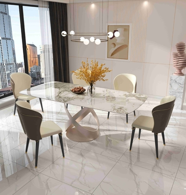 De Stoelreeksen van de luxe Eigentijdse Eettafel met de Roestvrije Teel Basis van X