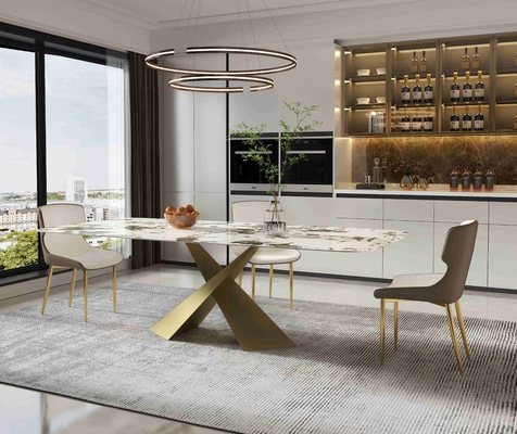 De heldere Stoel van de het Flatjeeettafel van de Rotsraad plaatst Noordse Moderne Lichte de Eetkamerreeks van het Luxebrons