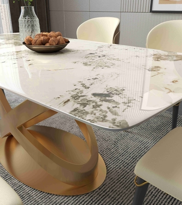 Witte Rechthoekige van de Stoelreeksen van de Steeneettafel het Bronsvoetstukken